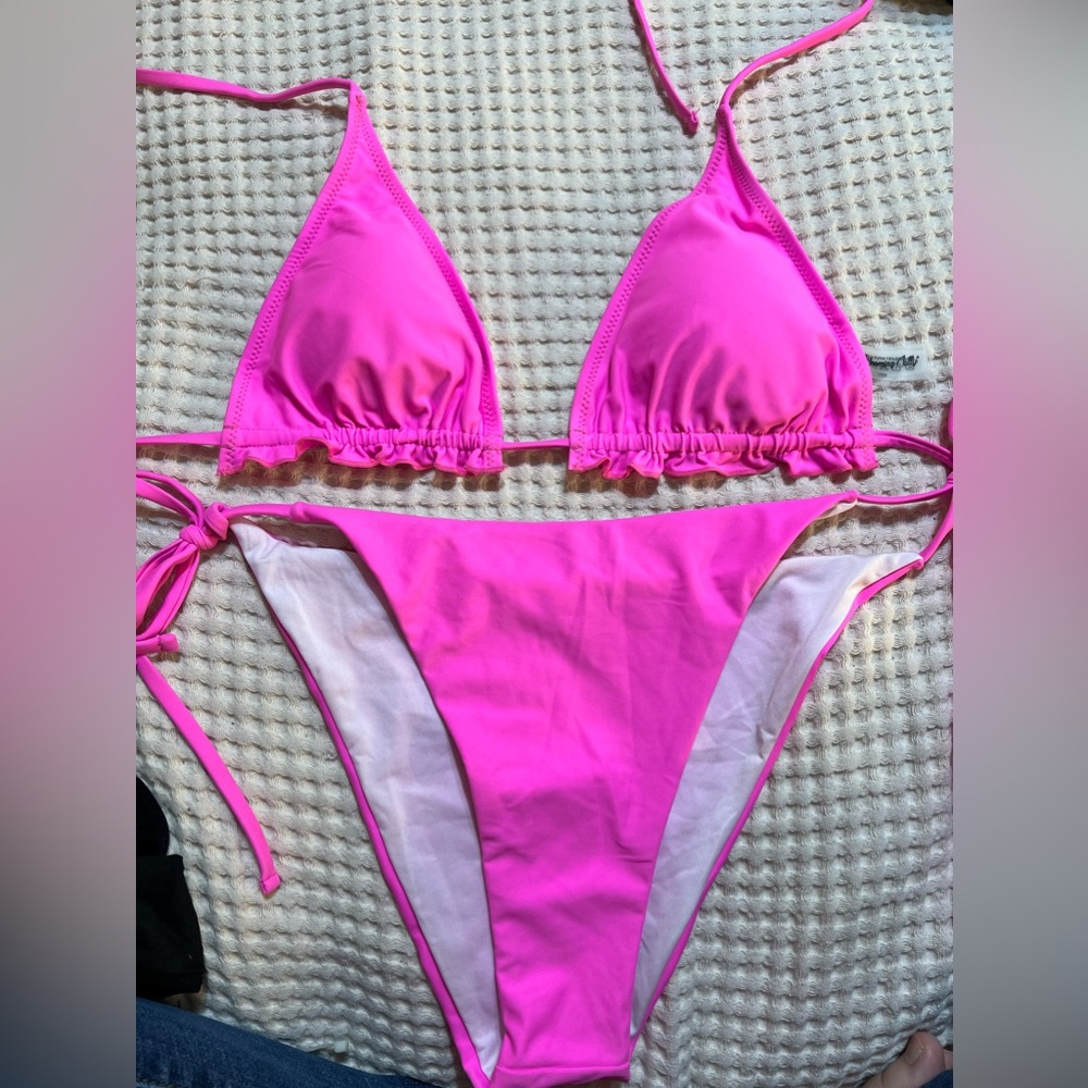 Neon pink bikini